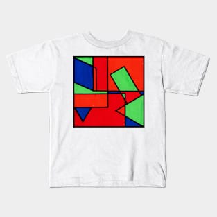 Green Red Blue Orange Geometric Abstract Acrylic Painting Kids T-Shirt